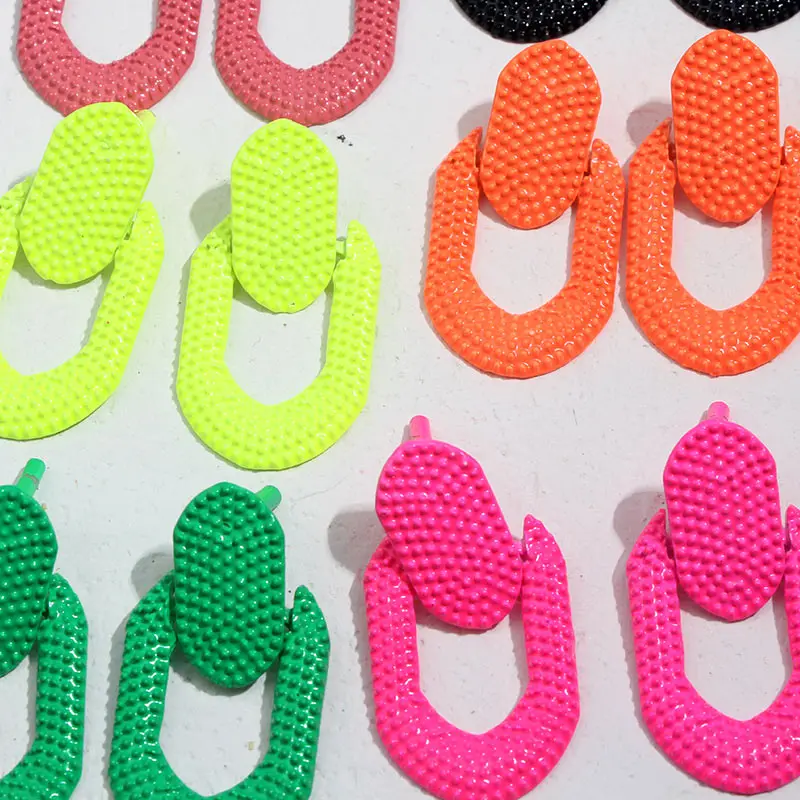 

JUST FEEL Trendy 2019 New Metal Statement Drop Dangle Earrings For Women Geometric Pendant Earrings Maxi Wedding Jewelry Party