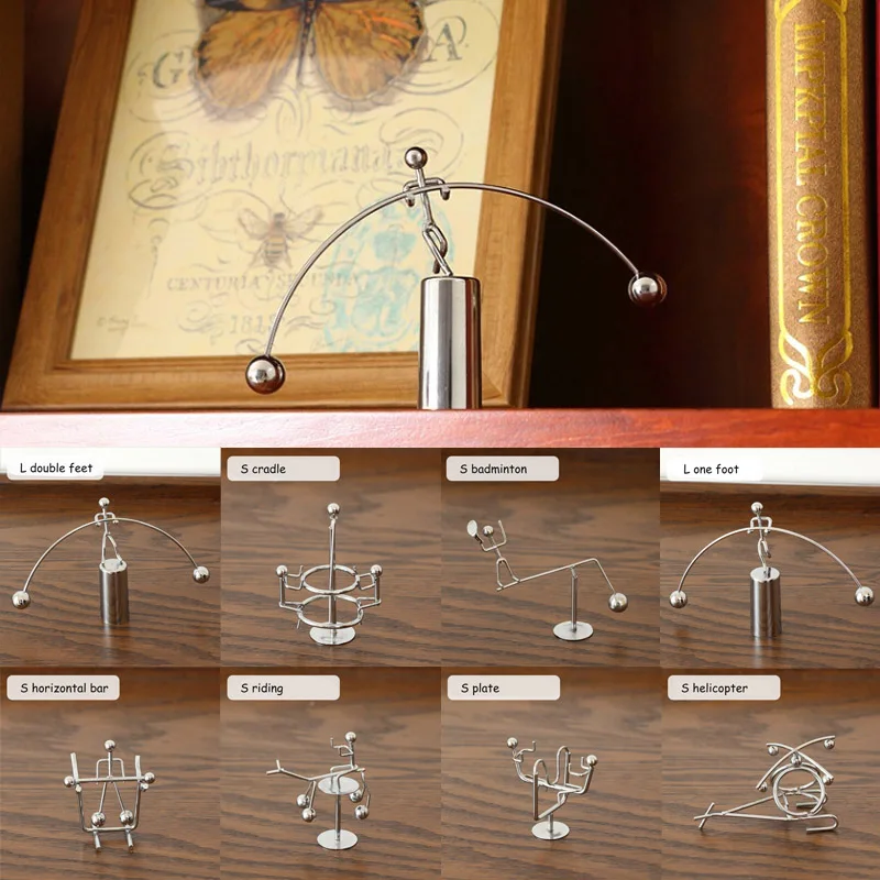 Баланс шар для домашнего декора Маленький Железный человек Тяжелая атлетика Ньютон вечный баланс металлический человек Hogar стакан настольная игрушка