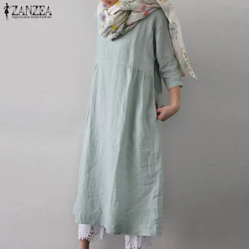 

ZANZEA Plus Size Women Summer Dress Sundress 2019 Ladies Fashion Pockets Tunic Short Vestidos Casual Beach Sarafans Robe Femme