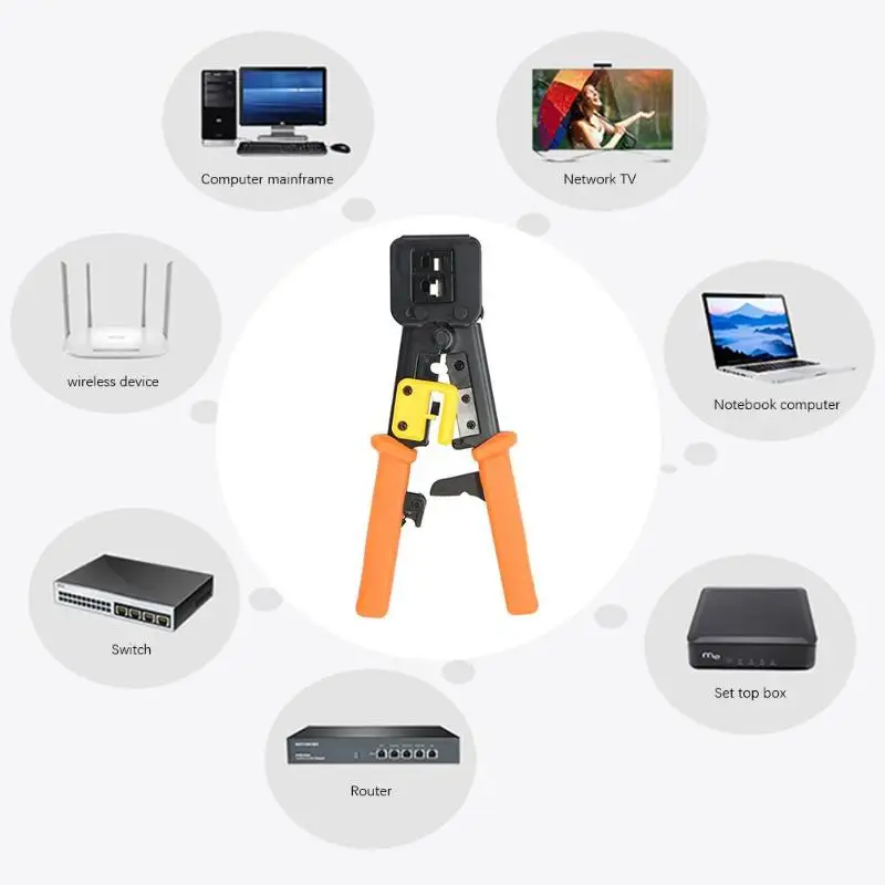 

Alloet 18pcs/set RJ11 RJ45 Portable Network Repair Tool Kit Ethernet Cable Crimping Tool Pliers Crimper Wire PPD + 600 Oxford