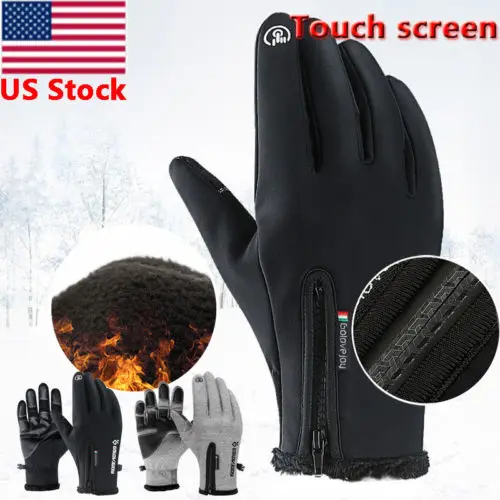 Зимние для мужчин теплые с флисовой подкладкой ветрозащитный велосипедный двигатель термальность Сенсорный экран перчатки