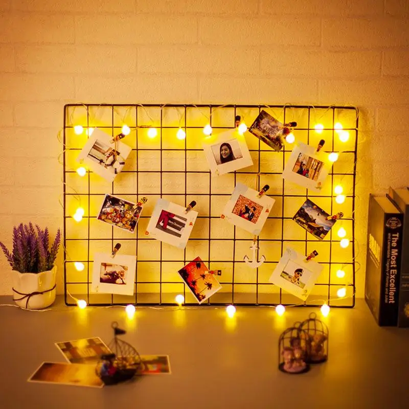

DIY Grid Photo Wall Multifunction Wall Mounted Living Room Iron Multi-frame Photos Storage Rack Home DIY Decoration