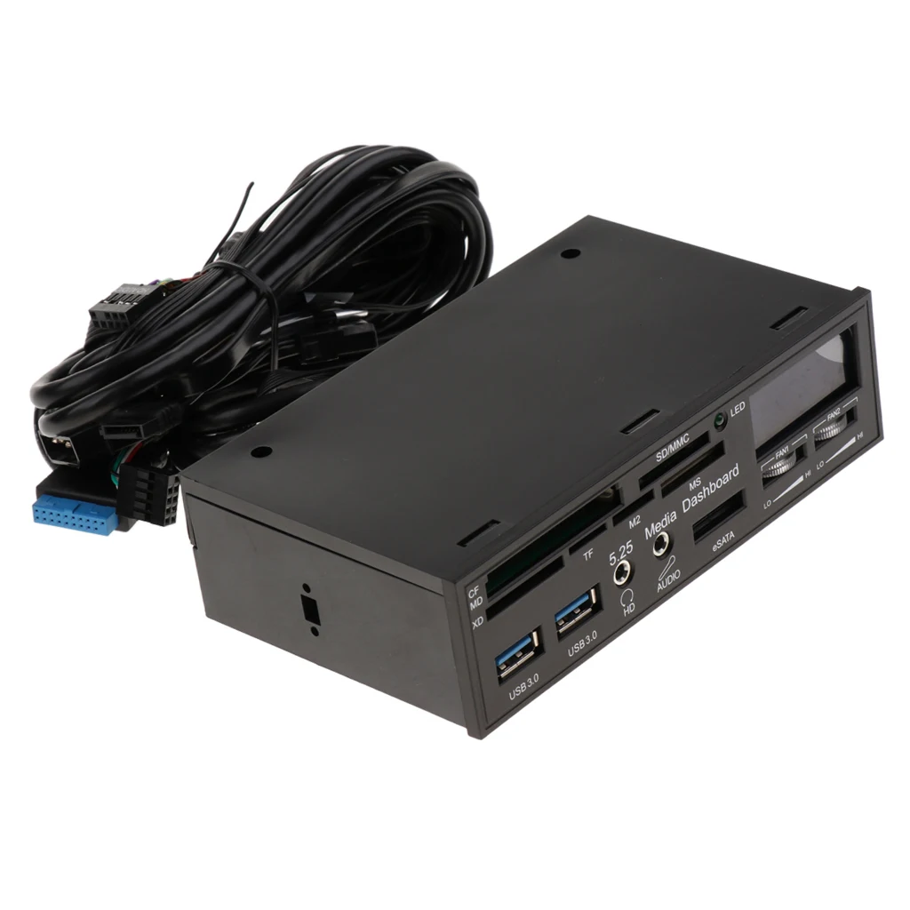 5 25 'Фронтальная панель Media Dashboard USB 3 0 концентратор кардридер ЖК контроллер