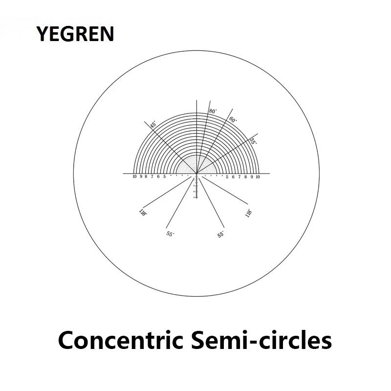 

Diameter 20 mm Eyepiece Micrometer 180 degree Angle Measurement Concentric Semi-circles Reticle Calibration for Microscope