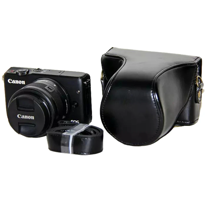 Vintage Black Leather Canon Camera Lens Case