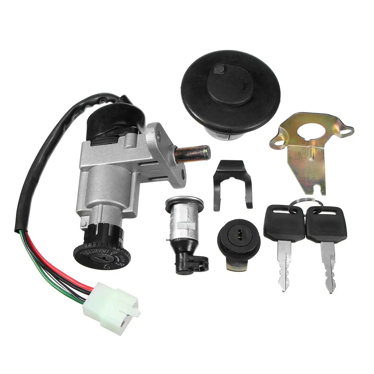 

4 Pins Motorcycle Ignition Switch Key Fuel Tank Cap Lock Set for GY6 139QMB 49 50 125cc 150cc Scooter