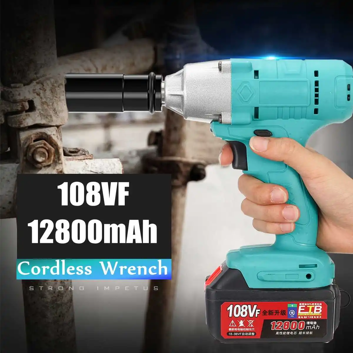 

108VF 12800mAhCordless Impact Drill Driver Kit Wrench Powerful Combo Kits with 2 Rechargeable Lithium-Ion Battery