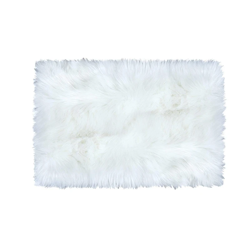 Super Soft Faux Fur Sheepskin Area Rug Shaggy Silky Plush Carpet White Faux Fur Rug For Bedroom Bedside Rugs floor 2ft X 3ft