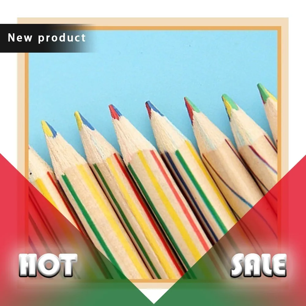 

Hot Sale Practical Colouring pencils 50 creative beautiful painted four-color core triangle core children color pencil