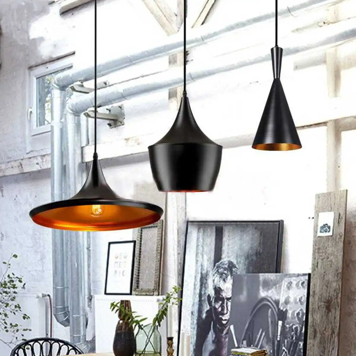 

Retro Industrial Horn Shape Light Hanging Single Chandelier Lamp Vintage Lighting Restaurant Bar Bedroom Hanging Lamps 3 type