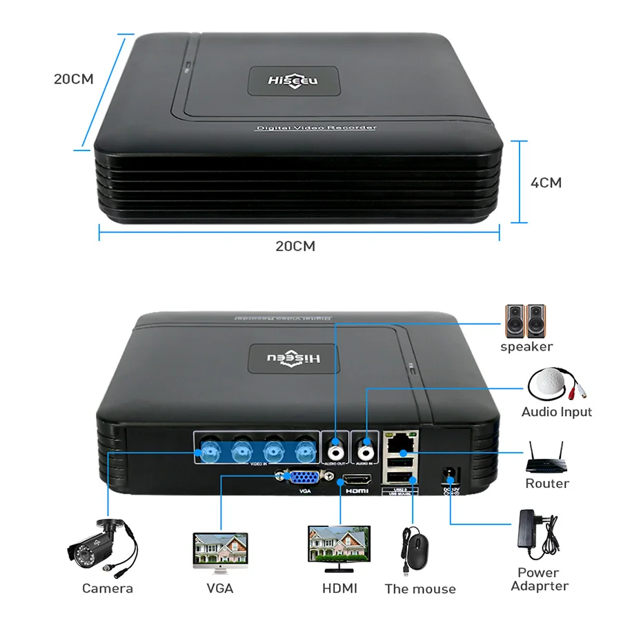 Система видеонаблюдения с 4CH 5в1 AHD DVR Kit 1.0MP/2.0MP AHD камера видеонаблюдения внутри и на открытом воздухе