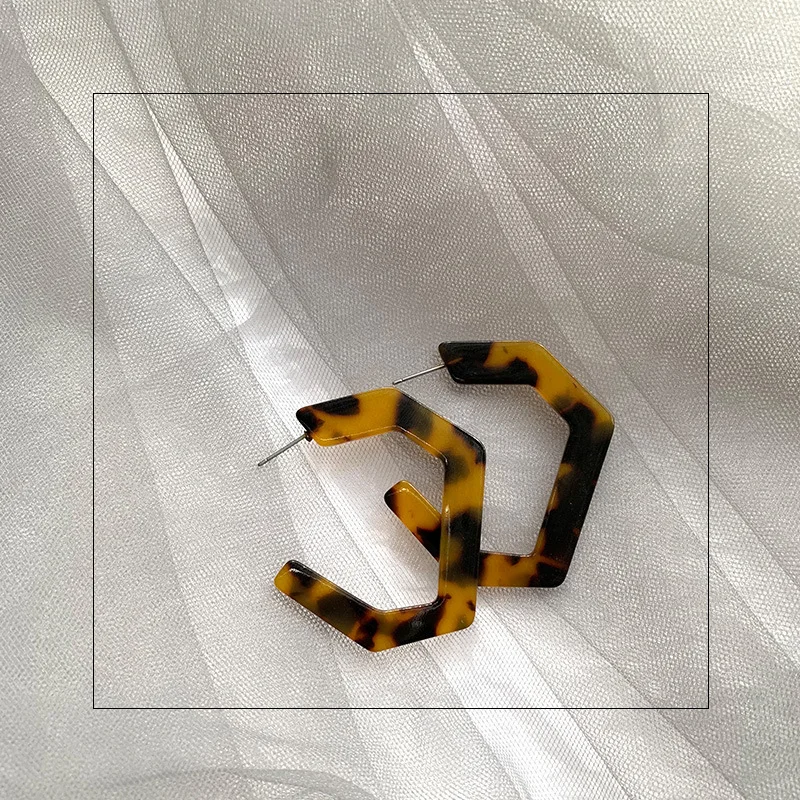 

2019 Vintage Leopard print Geometric Earrings s Acetate Plate C-type Earrings New Female Ear Gift Jewelry