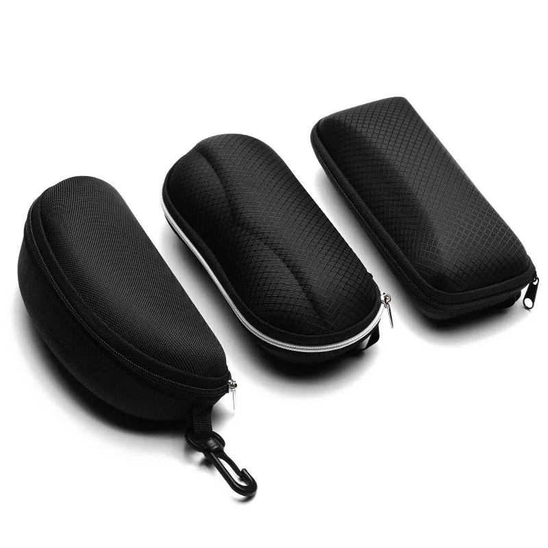 Portable Black Zipper Dustproof Sunglasses Protective Case Reading Glasses Box Travel Hard Glasses Storage Eyewear Accessories