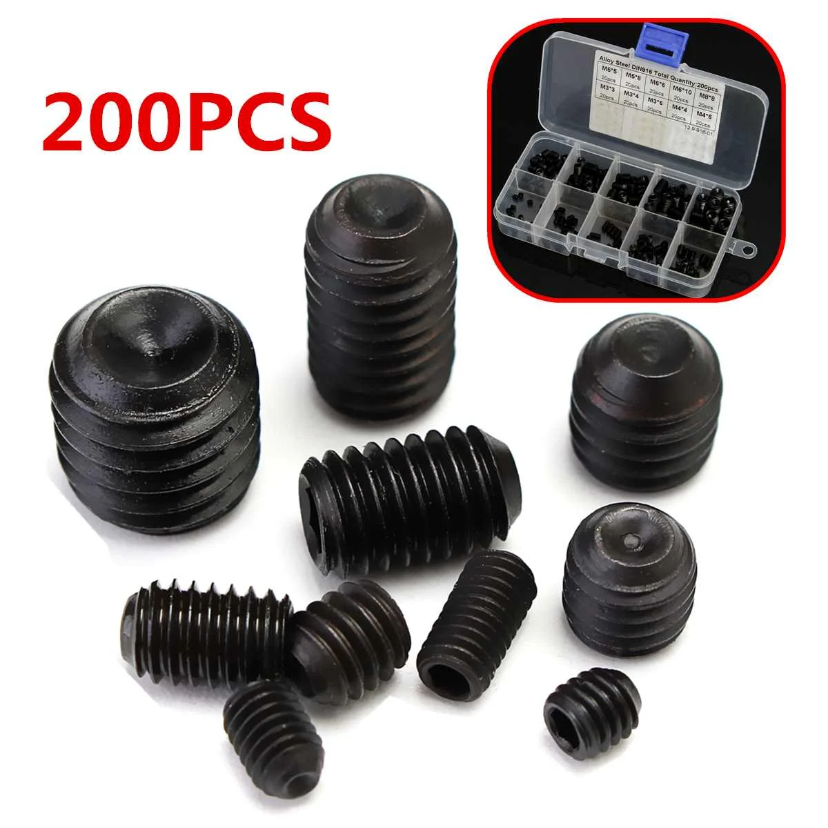 

M3 M4 M5 M6 M8 Socket Cap Head Screw Bolt 12.9Grade Alloy Steel 200Pcs