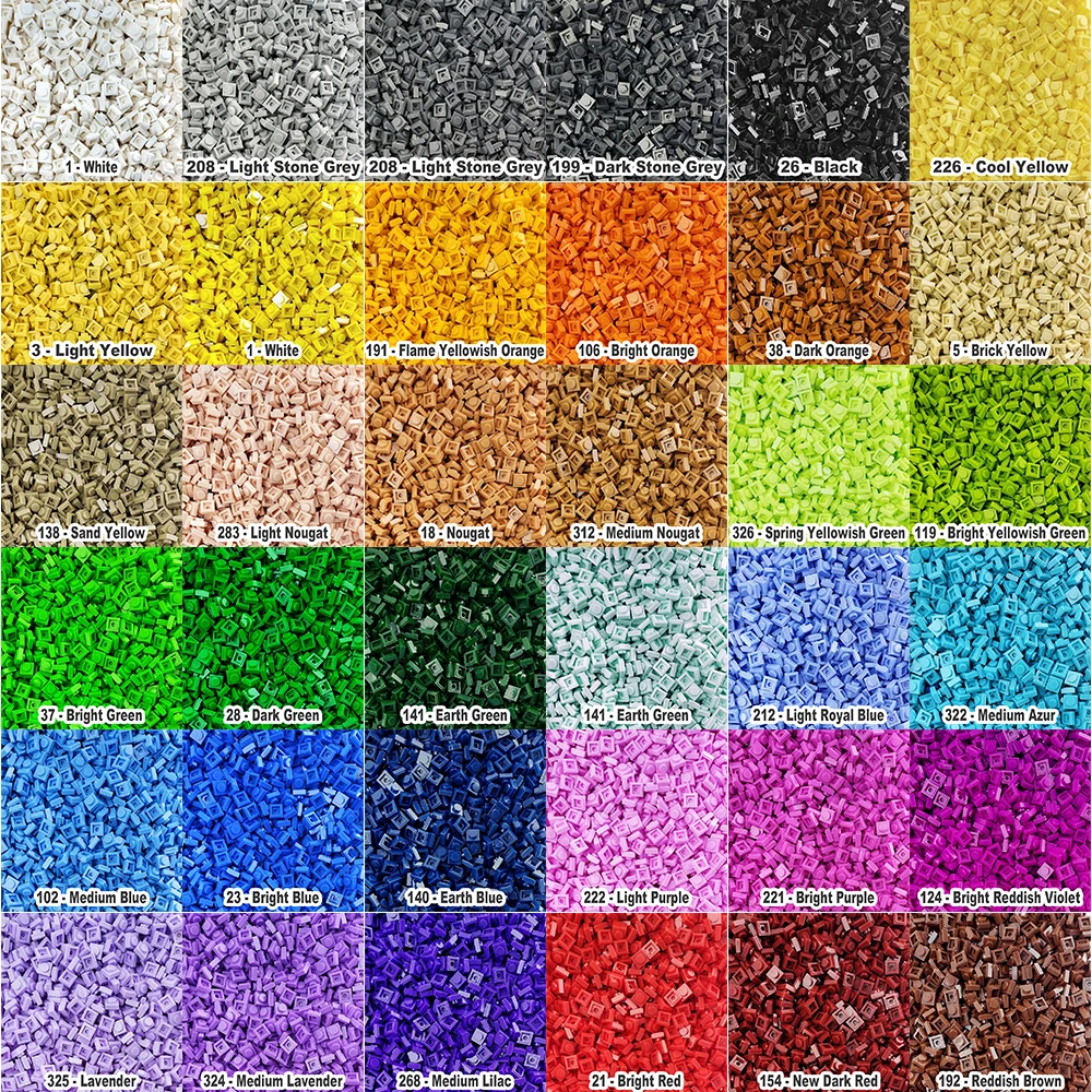 100pcs/lot Educational Toy Plastic Building Blocks Accessory 1X1 Plate 45 Colors Pixel Art DIY Toys for Children Christmas gifts