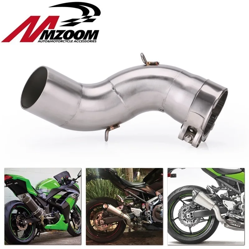 

51mm Motorcycle Modified Exhaust Middle Pipe Connection Link Pipe Round Muffler Slip On For Kawasaki Z900 Ninja Without Exhaust