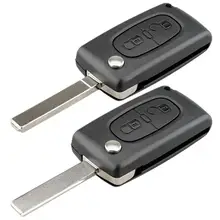 Accessoires de voiture 2 boutons rabattable à distance boîtier porte-clé coquille de clé de voiture vierge pour Peugeot 207 307
