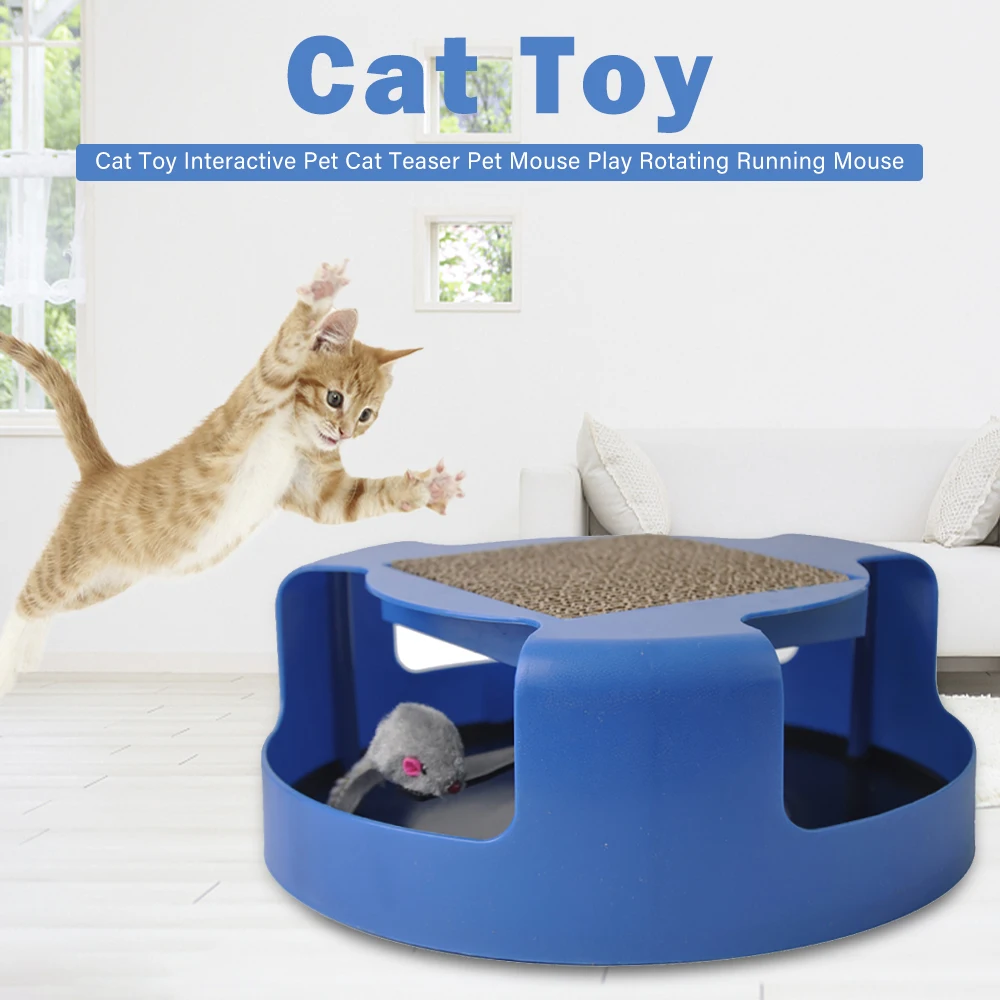 

Rotating Toy cat toys interactive Running Mouse Pet Cat Interactive Toy Cat Teaser Tool for Pet Cat Kitten Play Fun