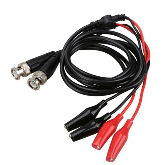 Promotion! 2pcs 100cm BNC Q9 Oscilloscope Measuring Leads Double Clip Alligator bare copper (Mini Clips) Red + Black |