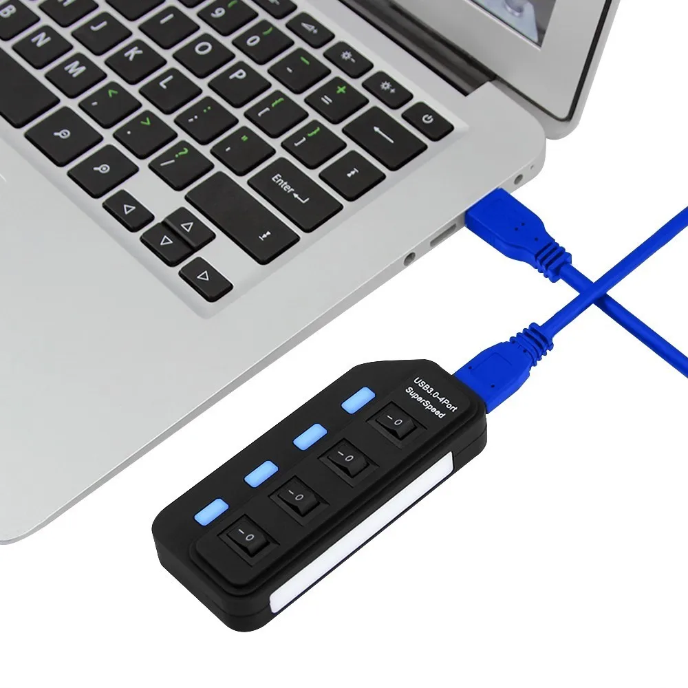4 Порты usb хаб супер Скорость USB 3 0 концентратор светодиодный индивидуальные