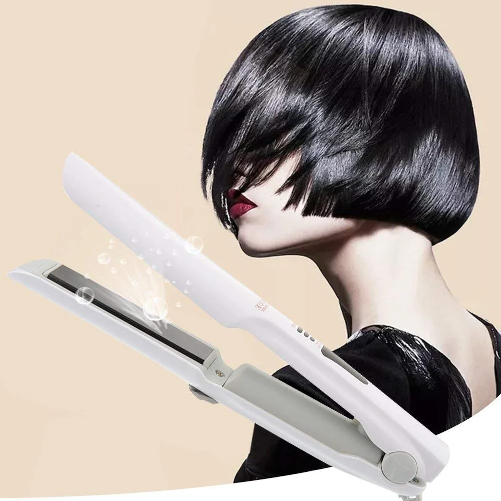 

2019 NEW 2 in 1 White Wireless Hair Straightener and Hair Curler USB Rechargeable LED Automatic with Heating Plate