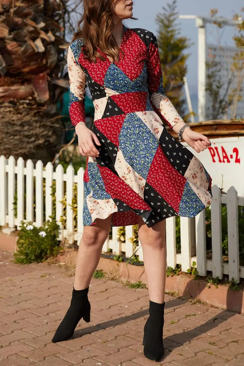

Xhan Women Multi Square Pattern Double Breasted Dress 9KXK6-40617-02