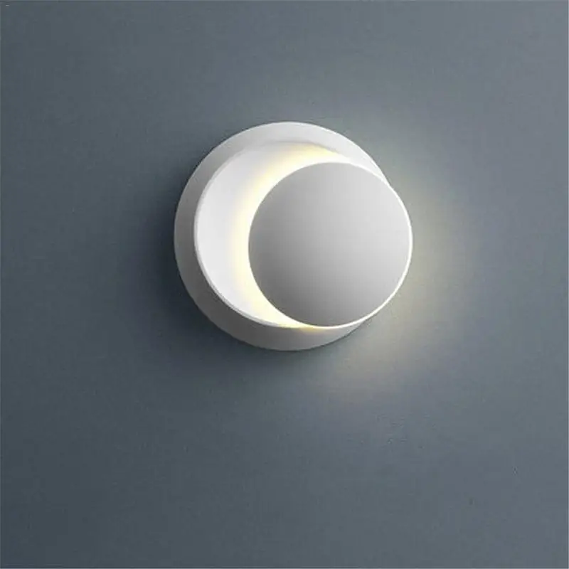 

LED Wall Lamp 360 Degree Rotation Adjustable Bedside Light White Black Creative Wall Lamp Black Modern Aisle Round Lamp