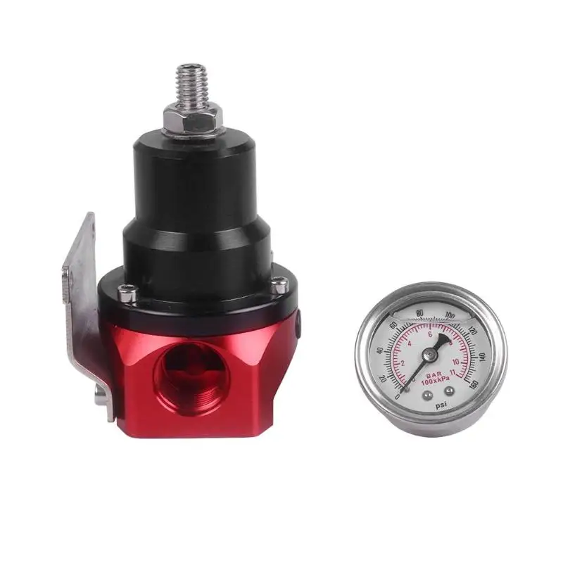 

6061-T651 Billet Aluminum Black/Red AN10/AN8 EFI Fuel Pressure Regulator -10AN/AN8 10/10/6 8/8/6