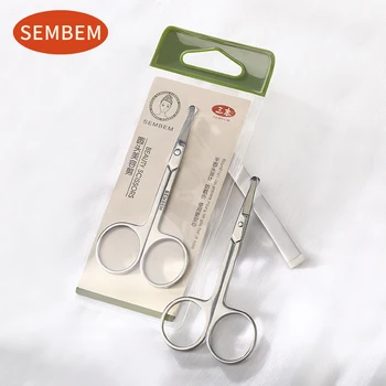 

SEMBEM Makeup Scissors Stainless Steel Eyebrow Scissors Safe Round Tip Nose Hair Trimmer Cosmetic Beauty Scissors Hair Cut Tool