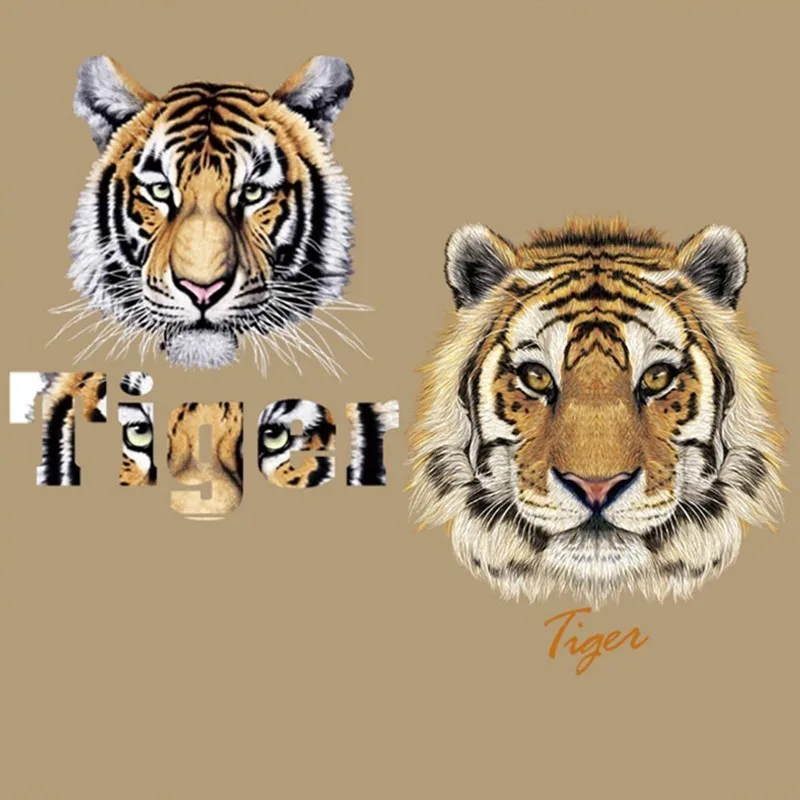 

Fine Tiger Animal Patches T-shirt Press Heat Transfer Sticker A-level Washable Iron On Appliques For T-shirt Dresses Decor