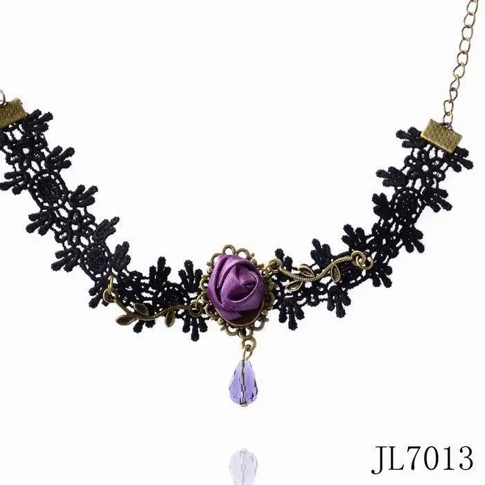 

Fashion 2019 Purple Flower Charm Black Cheap Black Anklet Jewelry For Girls On Party