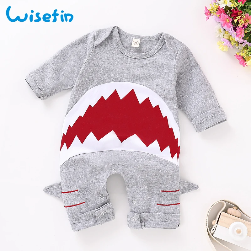 

Wisefin Baby Rompers Newborn Baby Boys Clothes bebek tulum Casual Shark Romper Costume Baby Jumpsuit Long Sleeve Baby Boy Romper
