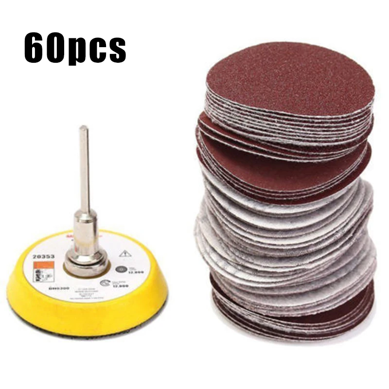 

60 X Lot 2 50mm Hook Loop Sander Backing Pad Shank 100-2000 Grit Sanding Disc