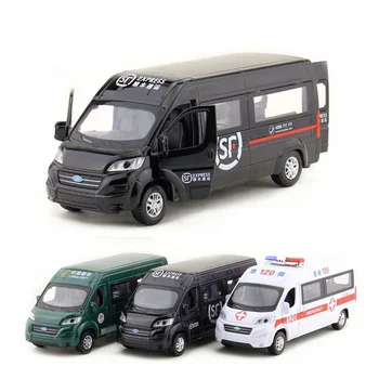 

1:32 Scale/DieCast Metal Toy/Ford Post Van Ambulance Car/Sound & Light/Pull Back Educational Collection/Gift For Children