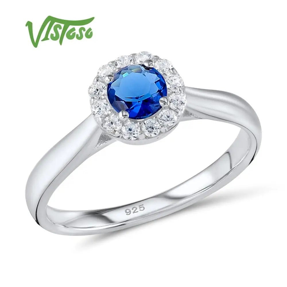 VISTOSO Серебряное кольцо для Для женщин 925 серебро синий зеленый фиолетовый розовый кристалл кольца белый кубического циркония кольцо Fine Jewelry