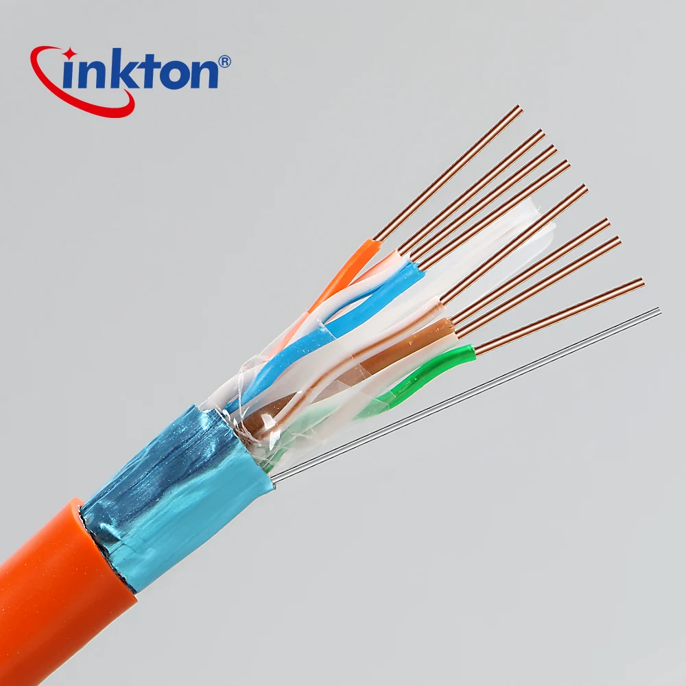 Cat6 Ethernet кабель 305 м 23AWG твердая голая медь 550 мгц общая фольга щит (FTP) оранжевый