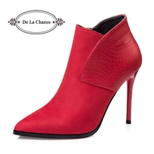 2018 Women Boots High Heels Autumn Winter Pointed Toe Ankle Boots Fashion Women Red Wedding Shoes Zipper Shoes Woman Bootie 2018 Women Boots High Heels Autumn Winter Pointed Toe Ankle Boots Fashion Women Red Wedding Shoes Zipper Shoes Woman Bootie