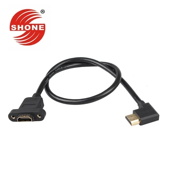 

HDMI male to female extension cable with ear screw hole fixed HD video cable 0.3m 90 degree elbow
