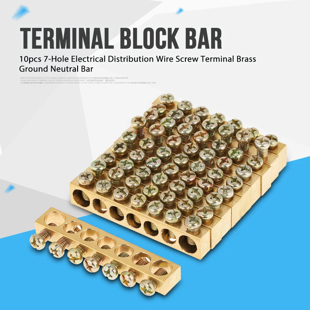 uxcell 7 Holes Electrical Distribution Wire Screw Terminal Copper Neutral Bar 2pcs uxcell 7 Holes Electrical Distribution Wire Screw Terminal Copper Neutral Bar 2pcs
