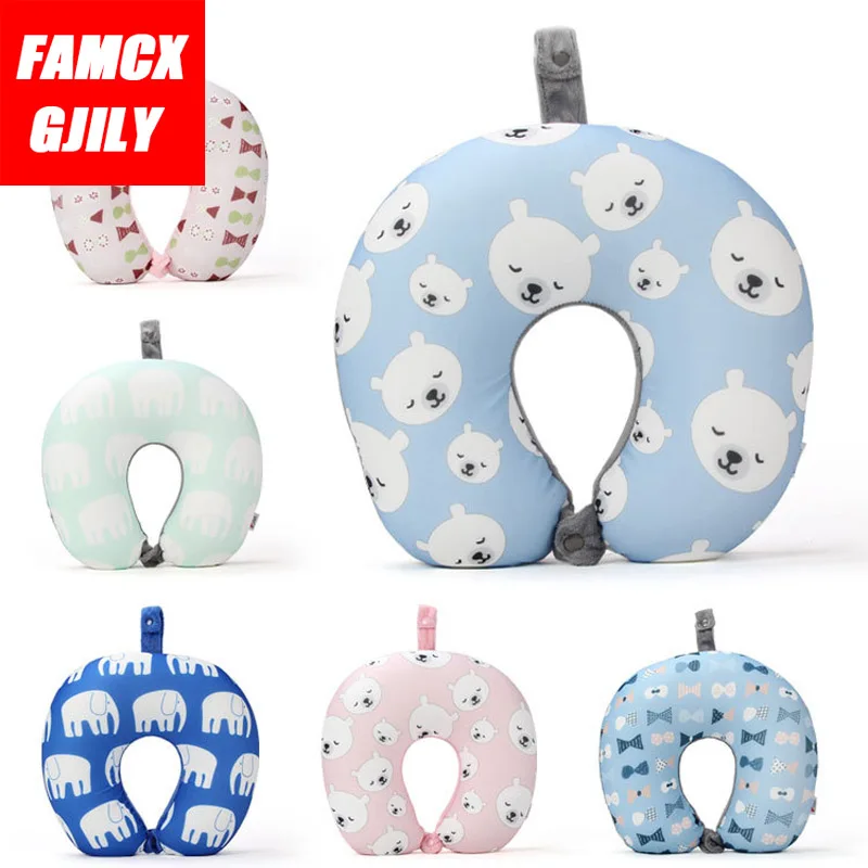 

New Polar Bear and Cat U-shaped Travel Pillows for Sleeping Microbead Foam Cartoon Neck Pillow Office Airplane Soft Headrest