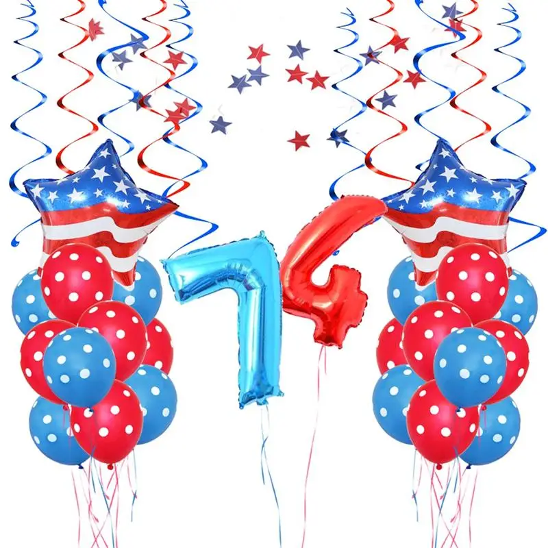 

1 Set American Independence Day Festive Decoration Balloons Set USA Flag Aluminum Foil Latex Balloons Party Supplies