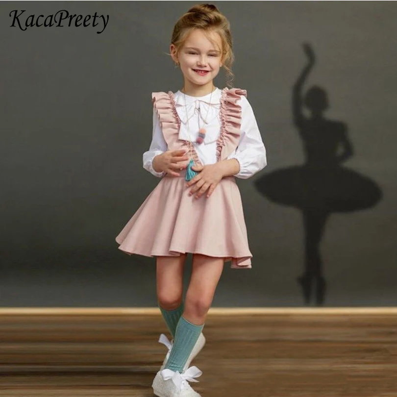 White school girls blouse autumn big bowknot long sleeve kids shirt