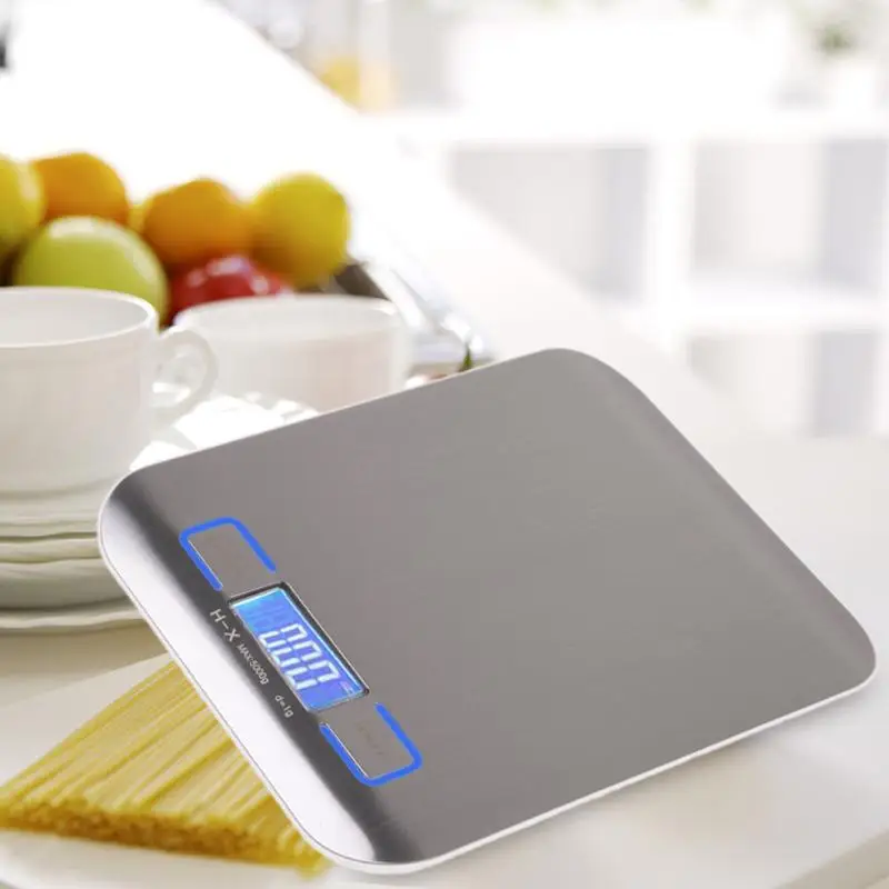 11 фунтов/5000 г Цифровые кухонные весы из нержавеющей стали электронные весы светодиодный кухонные измерительные инструменты
