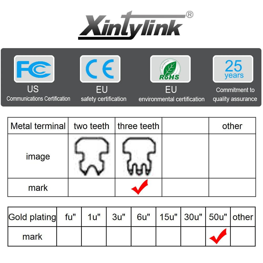 Xintylink 50U EZ rj45 разъем cat6 rj 45 ethernet Кабельный разъем cat5e utp 8P8C cat 6 сетевой неэкранированный модульный cat5 высокое качество