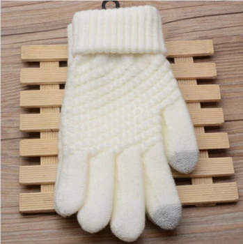 

Women Lady Winter Warm Fashion Cashmere Touch Screen Full Finger Gloves Windproof Mittens Casual Gloves