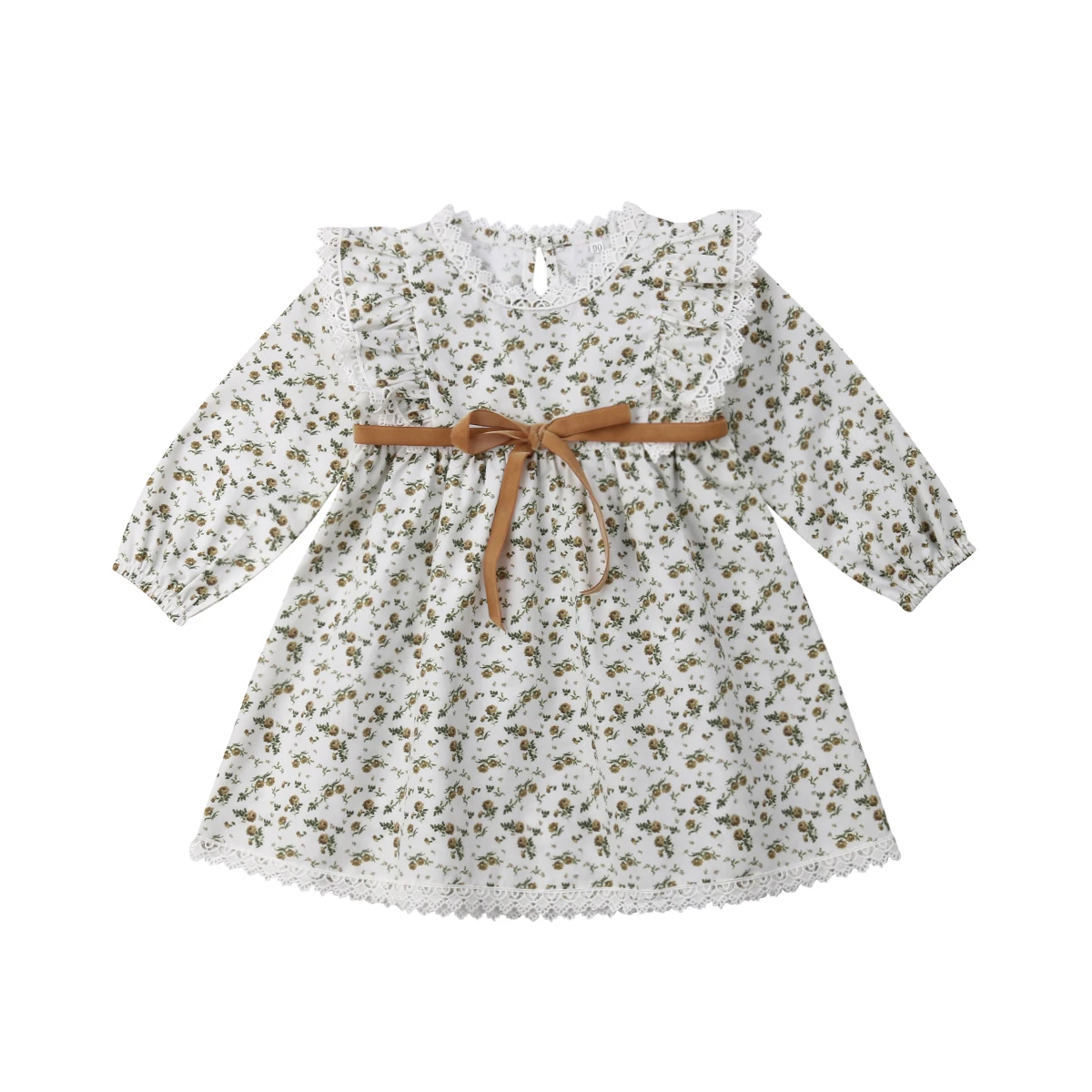 

Toddler Long Sleeve Party Dresses Tops Party Clothing Kids Baby Girls Princess Floral Dress Clothing