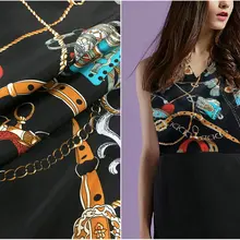 Бренд шелка 19 мм 97% шелк тутового шелкопряда и 3% спандекс цепи печати Эластичный черный шелковый атлас Ткань для платья рубашки одежда cheongsam C01