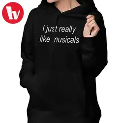 Hansen Толстовка I Just Really Like Musicals Hoodies хлопковые Толстовки XL Женские Простые графические синие пуловеры с длинным рукавом