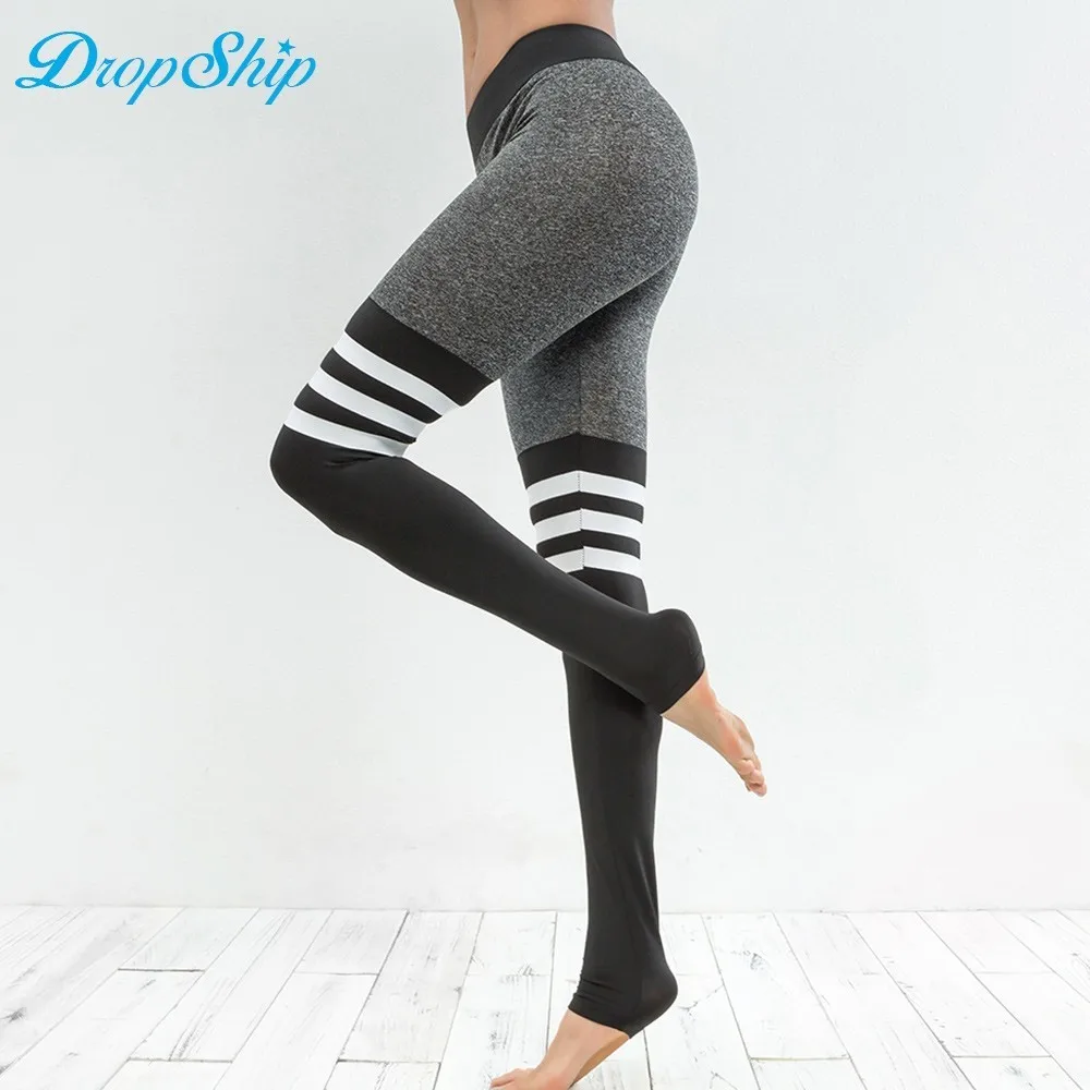 Dropship Leggings Women Fitness Legins Workout Low Waist Jeggings Autumn Black Elastic Slim Sport Patchwork Womens 2019