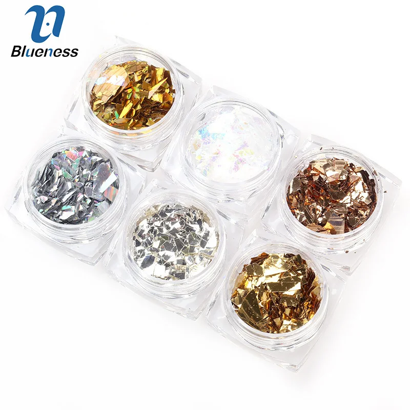 Blueness 6 Boxes Beauty Nail Art Glitter Sequins Colorful Hexagon Spangles Polish Manicure Nails Decorations | Красота и здоровье